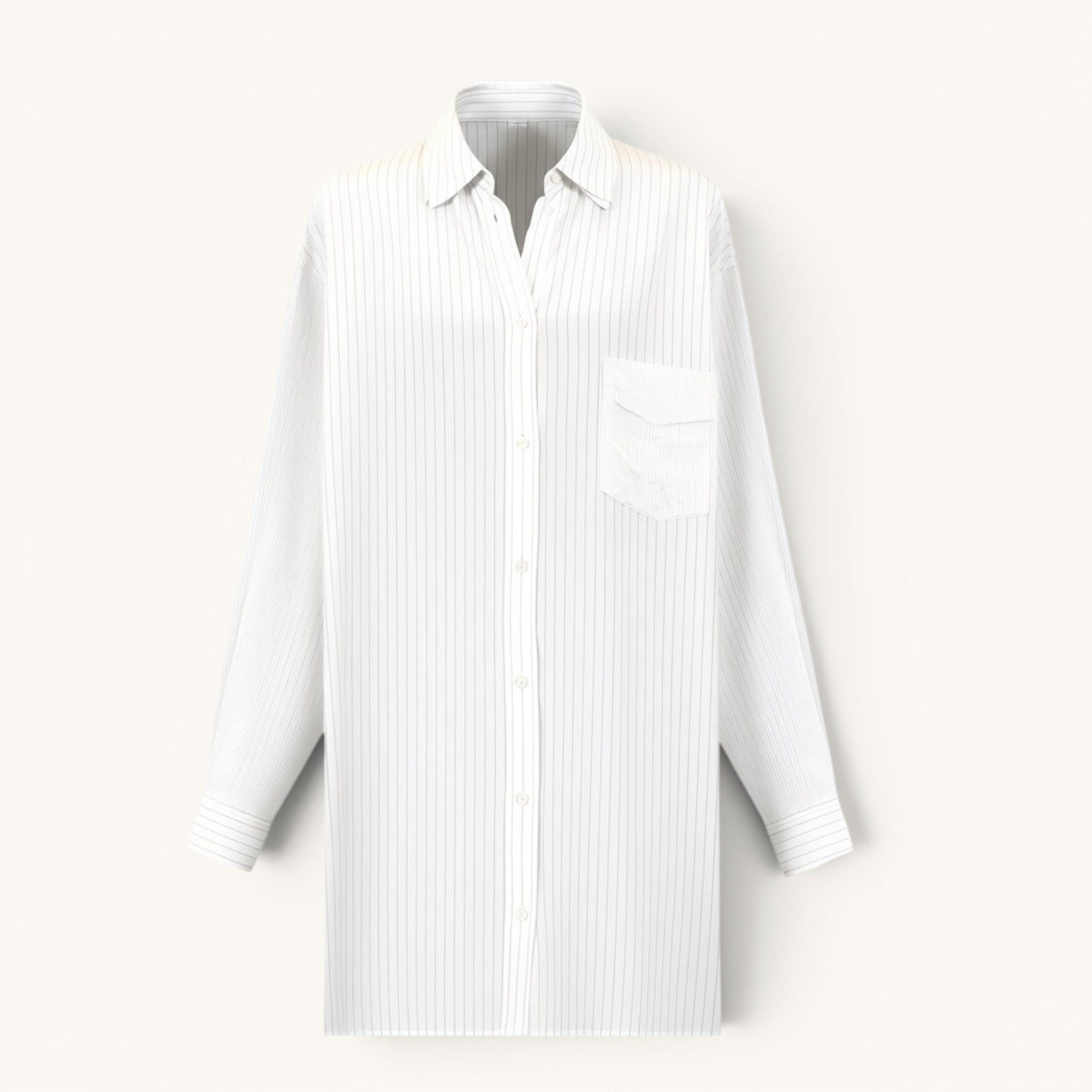 Numero 5 women's white and blue striped viscose shirt with regular fit and front pocket.