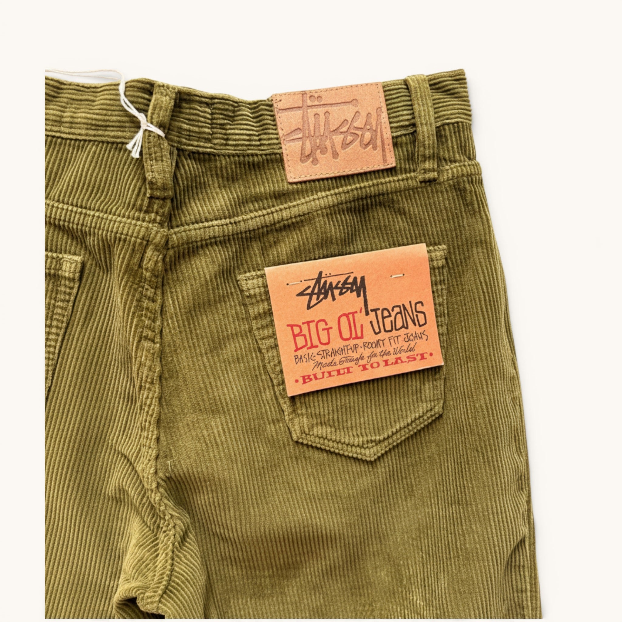 Numero 5 Stussy uomo verdi pantaloni in velluto a coste 100% cotone con vestibilità regolare