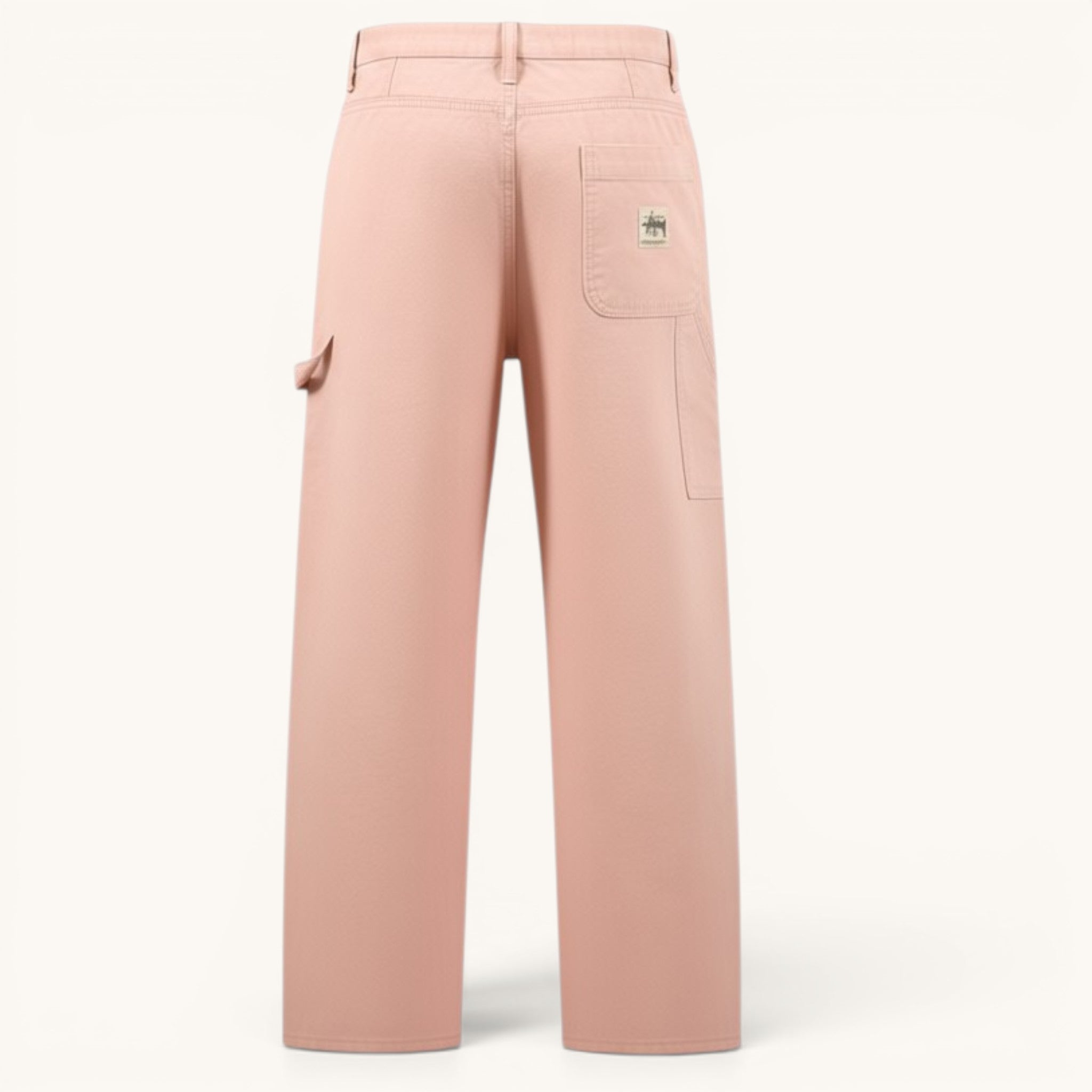 Numero 5 Stussy rosa cotone pantaloni da uomo con vestibilità regolare e dettagli distintivi.
