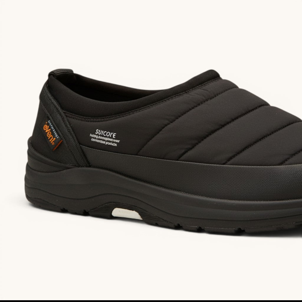 Numero 5 Suicoke black quilted waterproof casual shoes with event technology