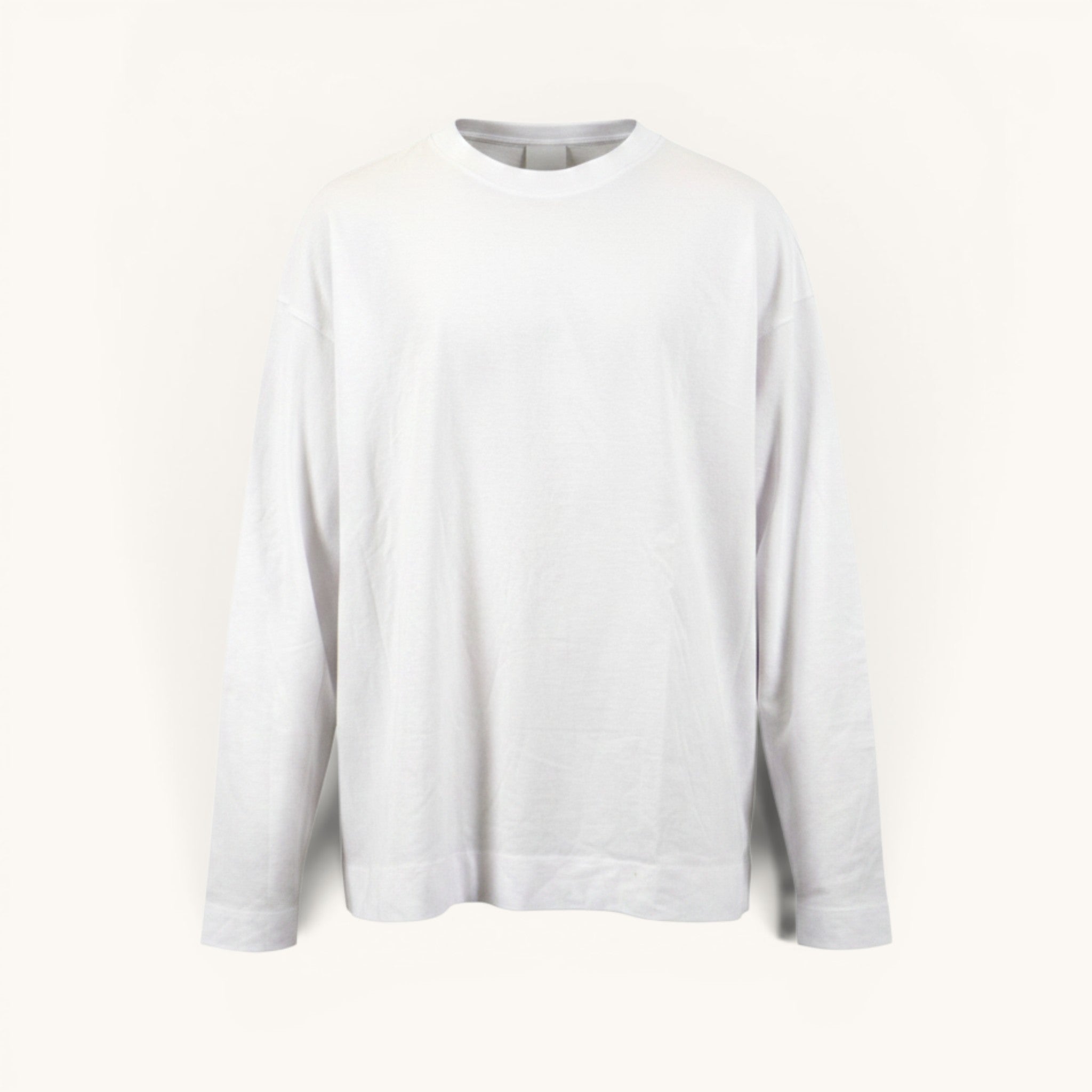 Numero 5 white cotton long-sleeve t-shirt for men, regular fit, simple design, suitable for autumn.