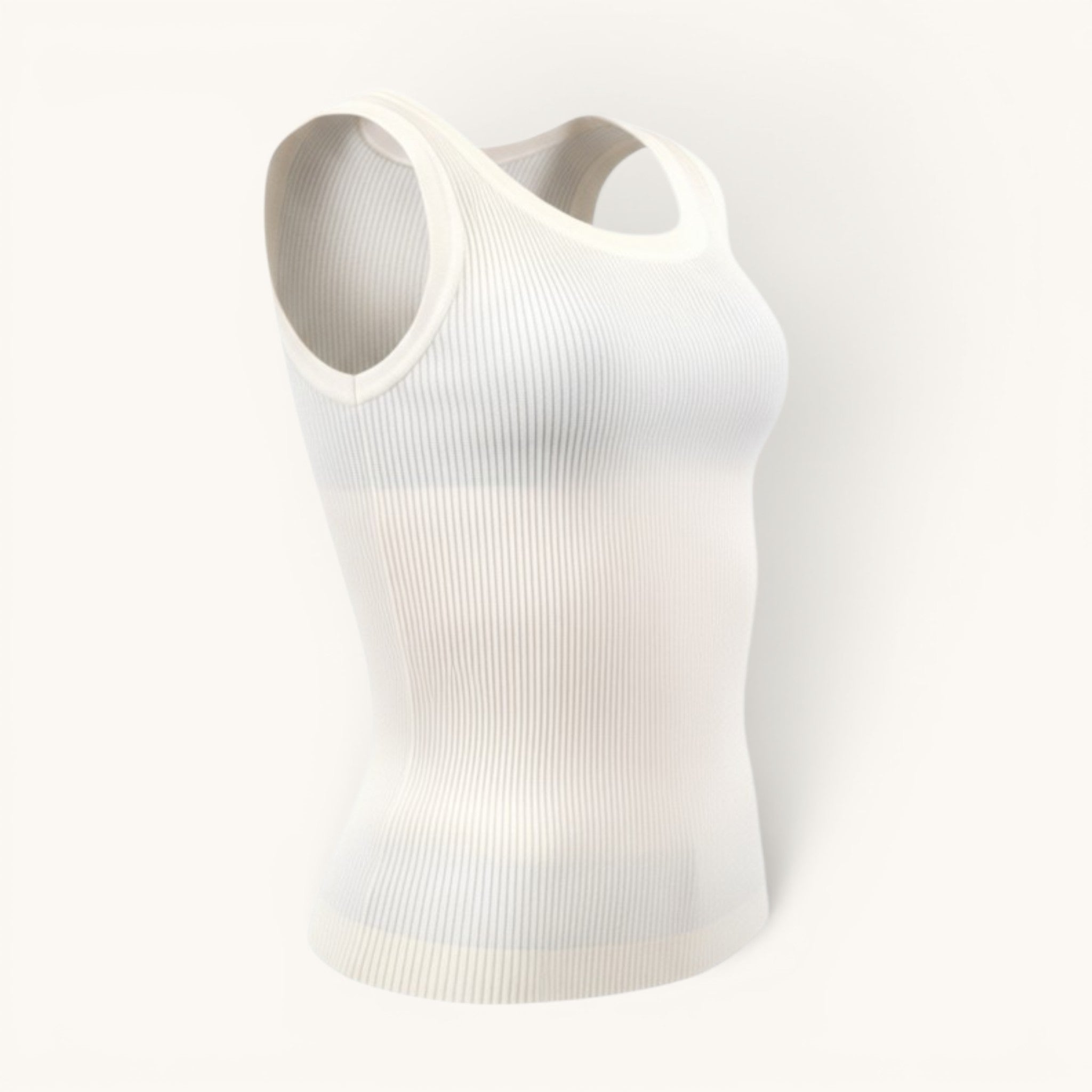 Numero 5 white ribbed cotton tank top with a scoop neck and regular fit, perfect for summer.