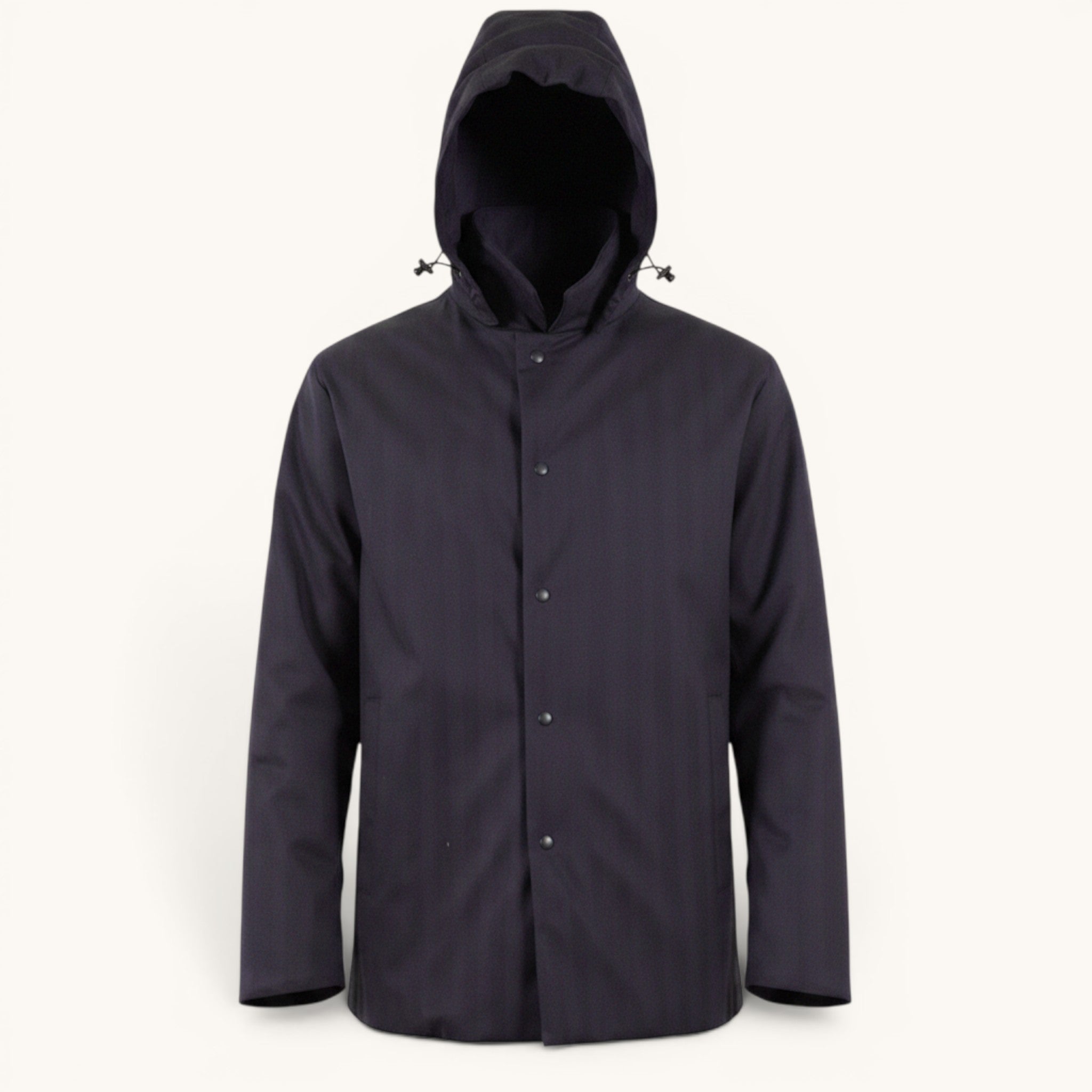 Numero 5 men's blue polyester parka with hood and clean design, perfect for summer.