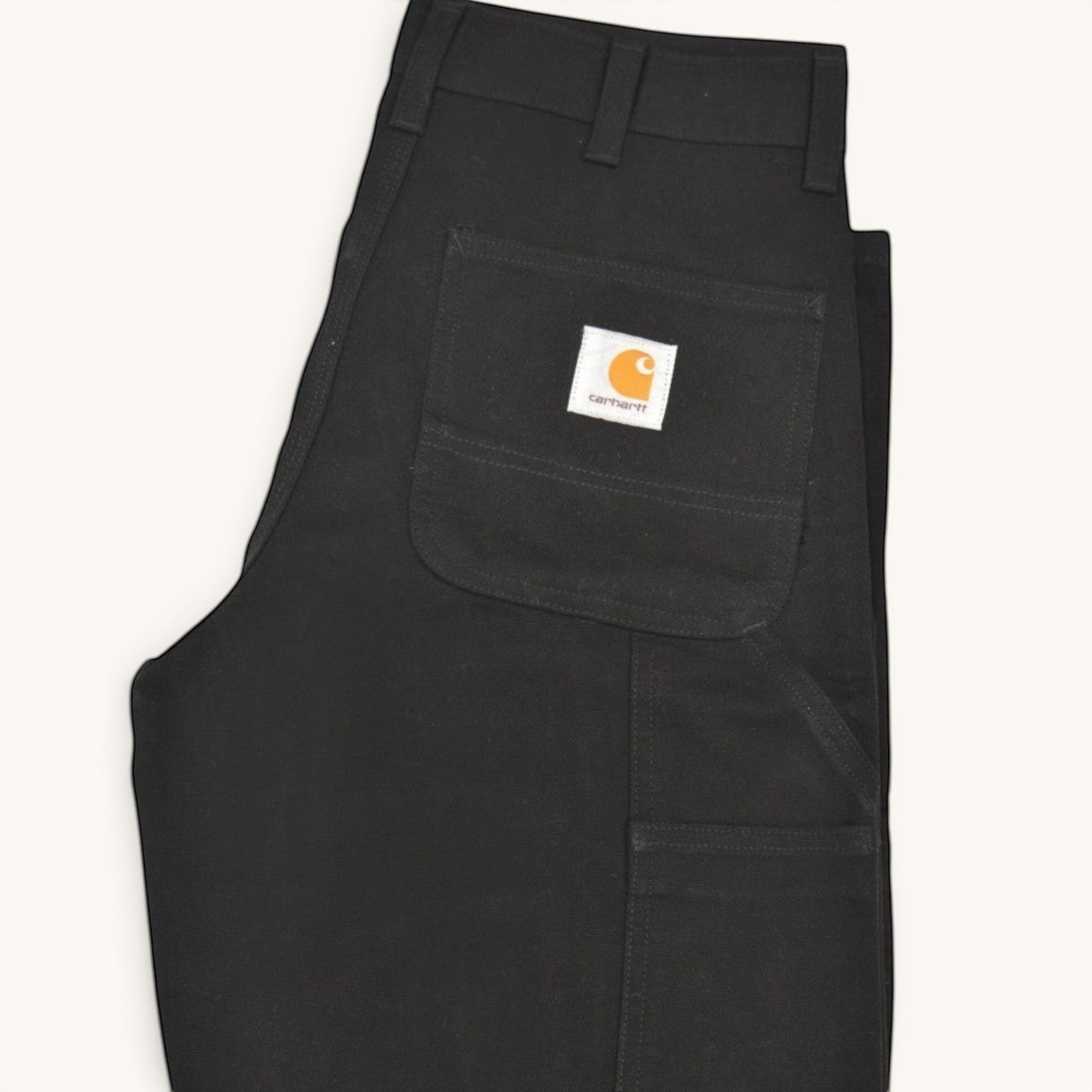 Numero 5 Carhartt WIP black cotton work pants with regular fit and practical design for everyday wear.