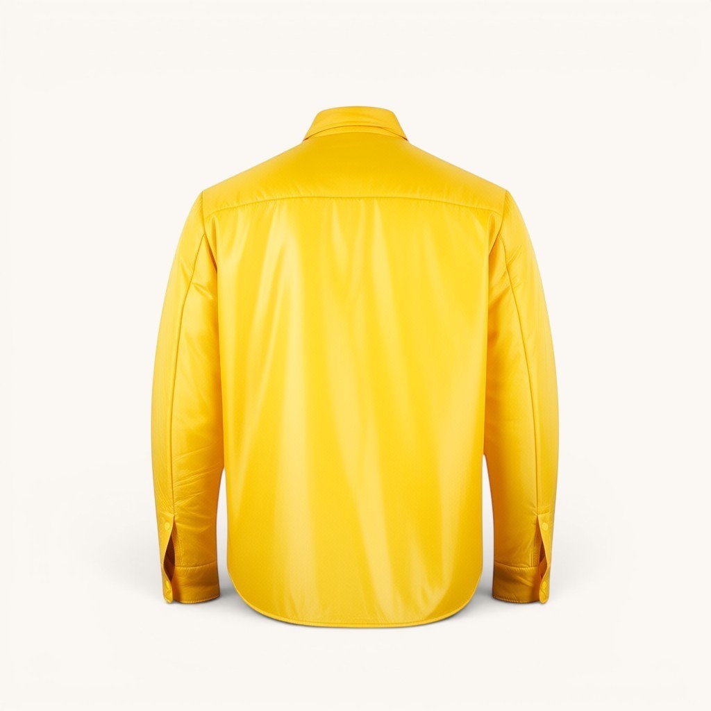 Numero 5: Yellow Aspesi padded shirt, 100% polyamide, with button cuffs and a classic collar.